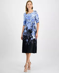 Kasper Floral Print Flare Dress