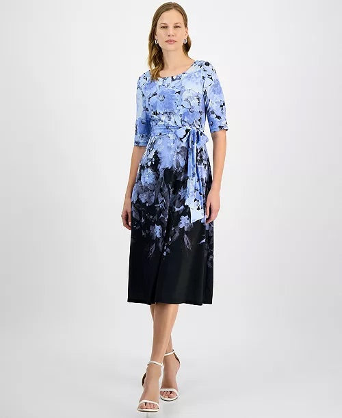 Kasper Floral Print Flare Dress