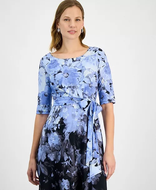 Kasper Floral Print Flare Dress