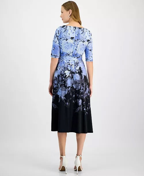 Kasper Floral Print Flare Dress